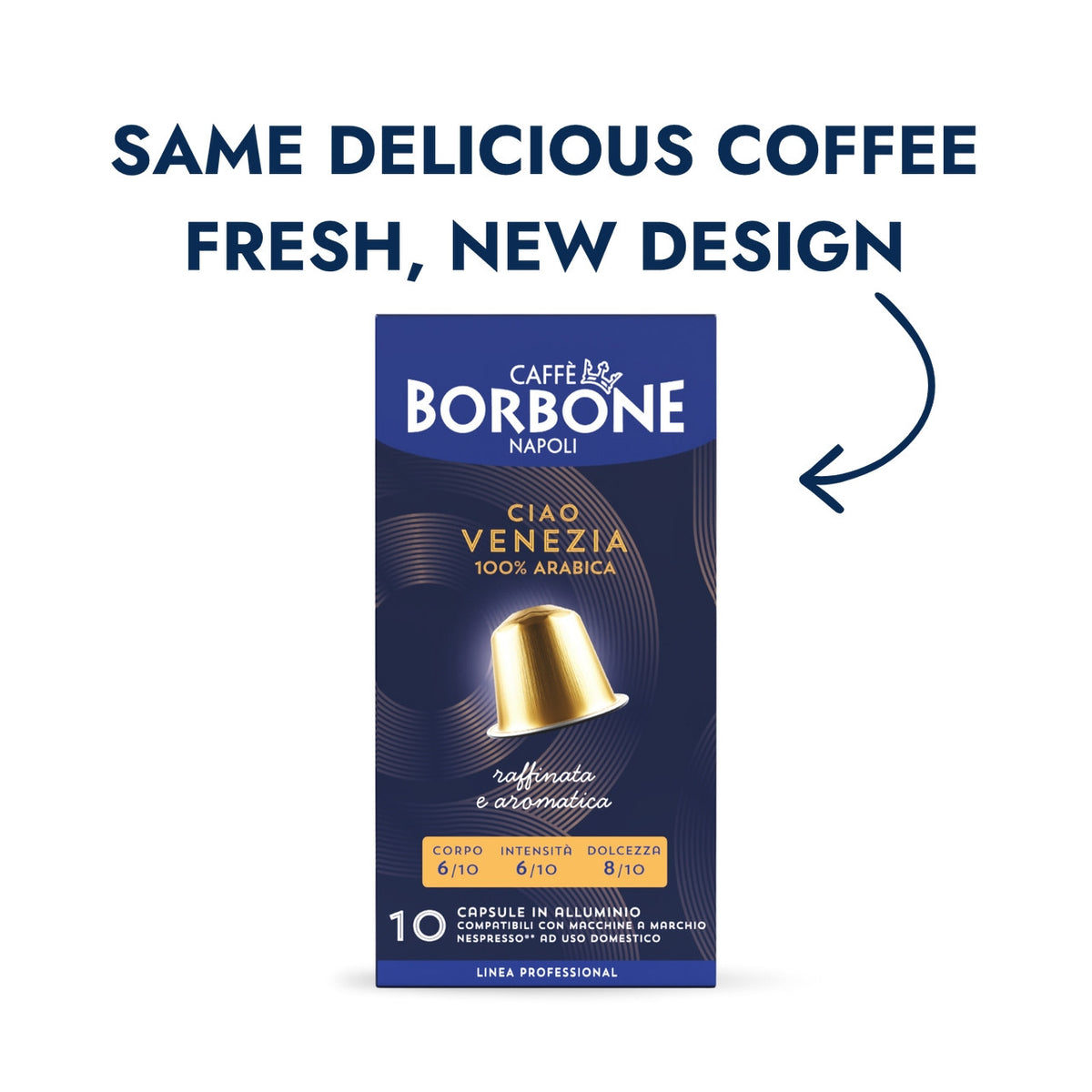 Caffè Borbone Ciao Venezia Aluminum Nespresso-Compatible Capsules