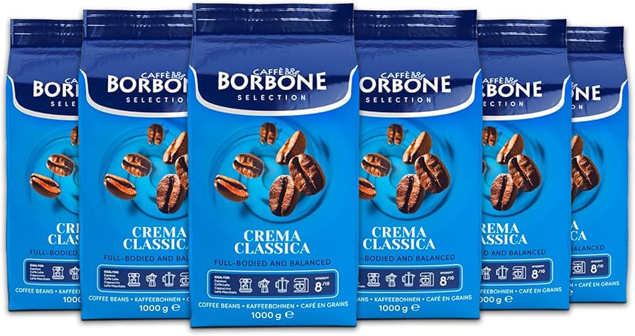 Caffè Borbone Crema Classica whole bean coffee case of six 1kg bags