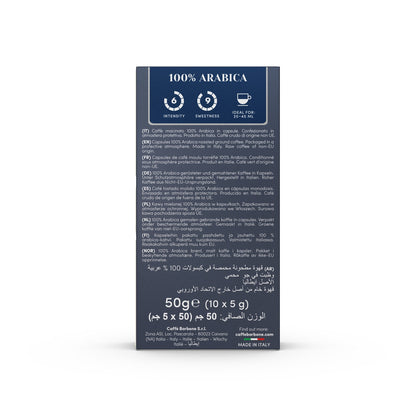 CAFFE BORBONE 100% ARABICA Blend [6/10 Intensity] - Aluminum Nespresso®* Machine Compatible Capsules - 10PK - ALUMINUM PODS