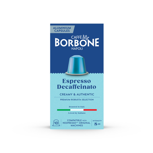 Caffè Borbone decaf aluminum Nespresso-compatible capsules