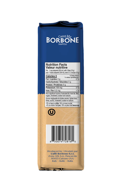 The back of a Cotta da Borbone Napoli pasta package, showing the nutrition facts panel, barcode, and product details on a white background.