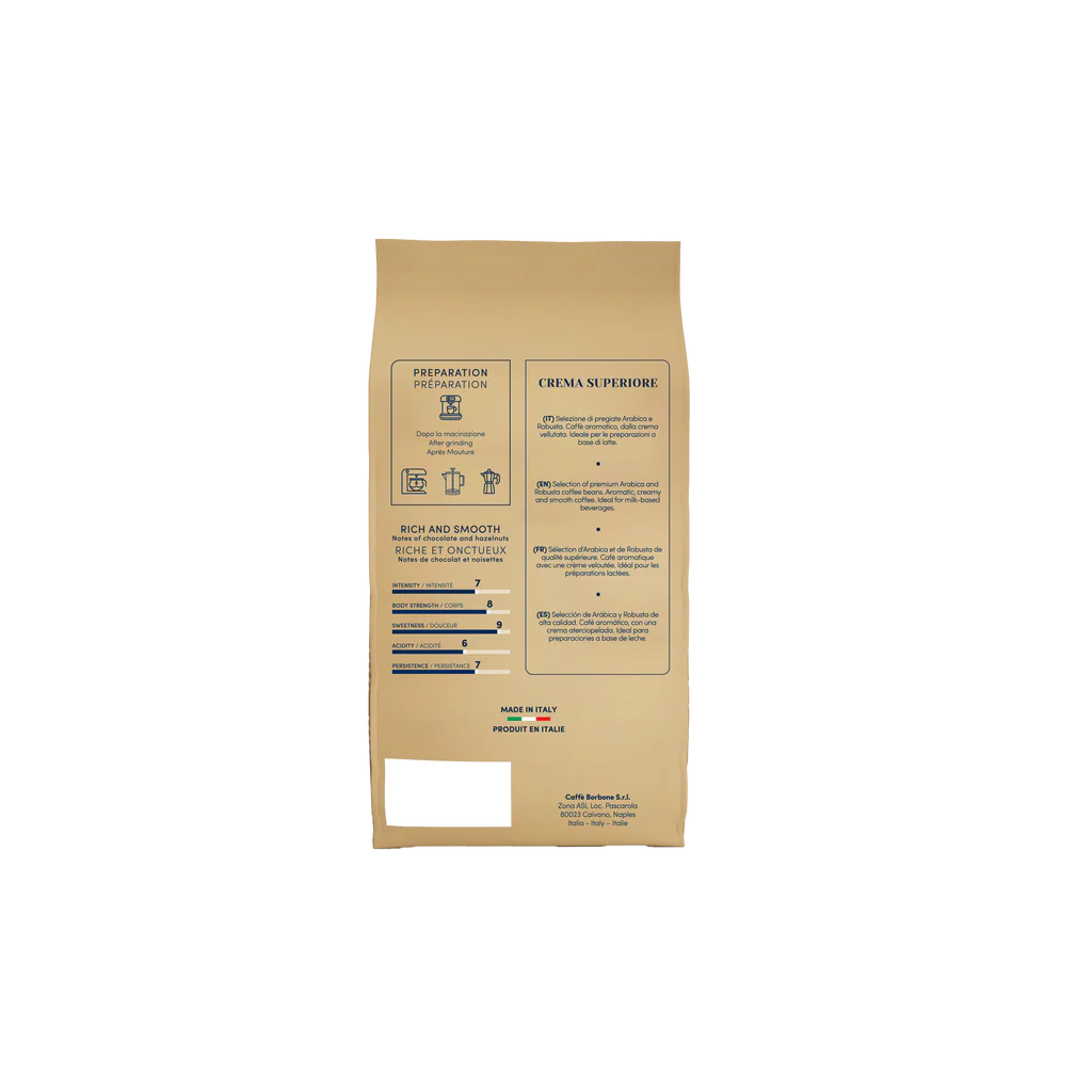 CAFFE BORBONE CREMA SUPERIORE [7/10 Intensity] - 1KG - WHOLE COFFEE BEANS