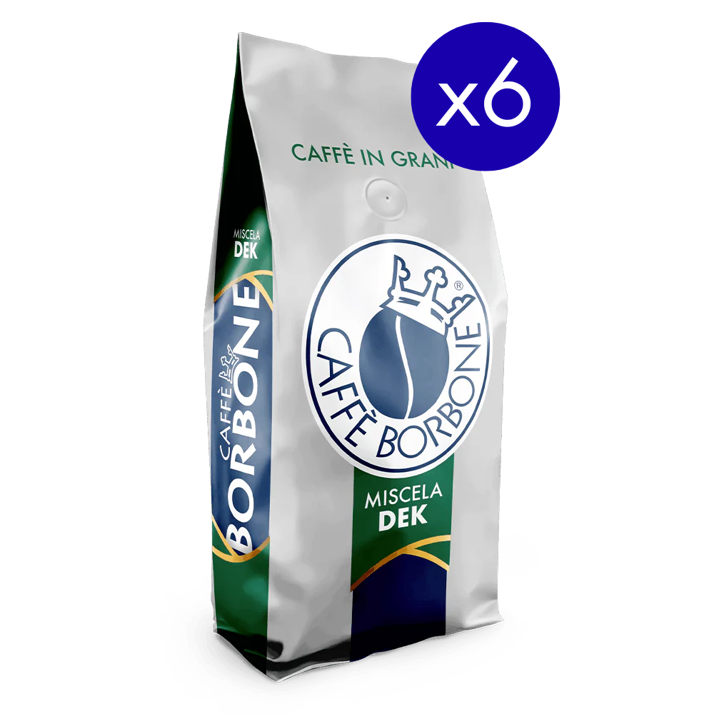 Caffè Borbone DEK decaf whole bean coffee case of six 1kg bags